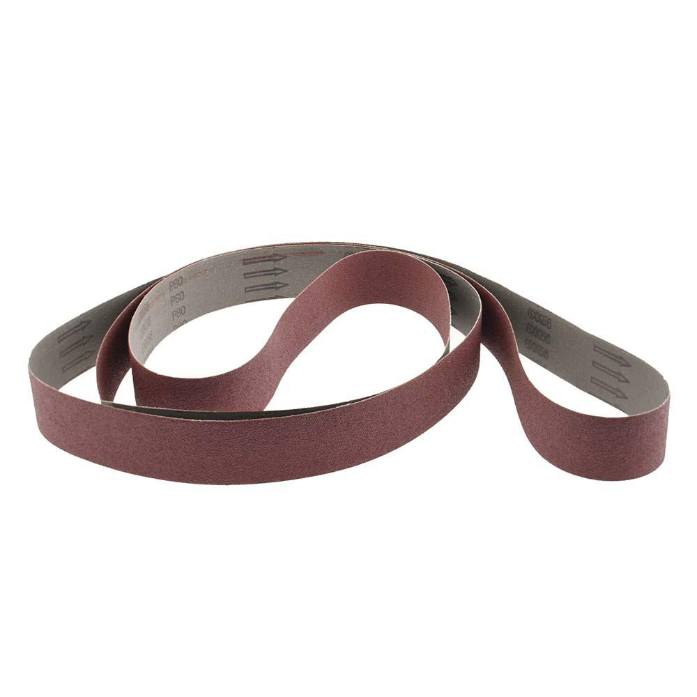 Abrasive Belt: 2" Wide, 132" Long, 80 Grit, Aluminum Oxide