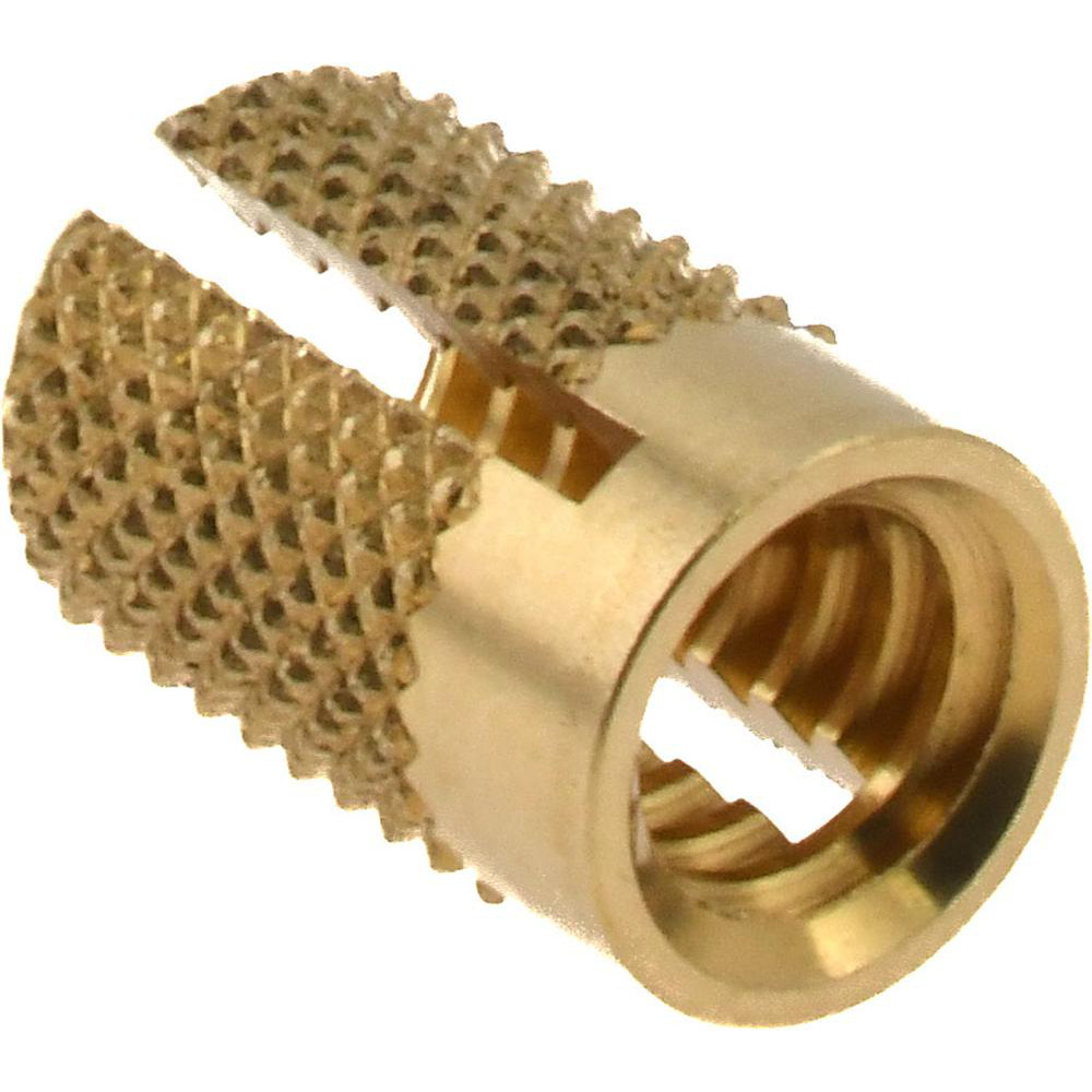 1/4-20 UNC Brass Flush Press Fit Threaded Insert for Plastic