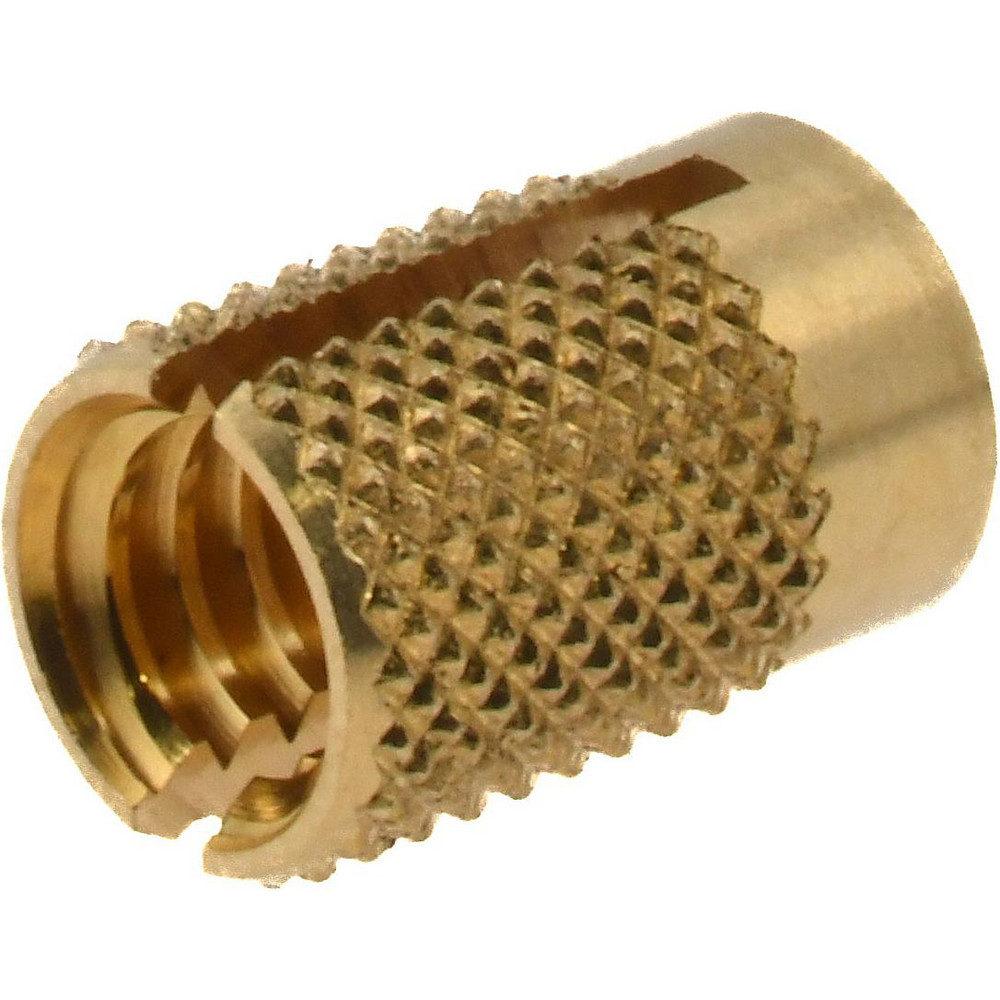 Threaded Insert Sub Flush E-Z LOK - 1/4-20 UNC Brass Flush Press Fit Threaded Insert for Plastic ...