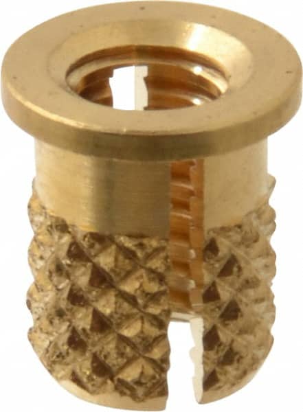 #8-32 UNC Brass Flanged Press Fit Threaded Insert for Plastic