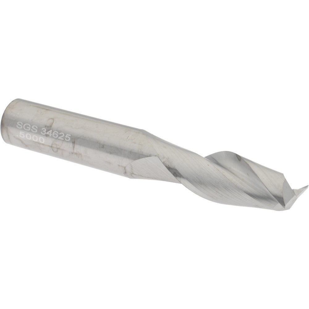 SGS 34625 Square End Mill: 1/2 Dia, 1-1/4 LOC, 1/2 Shank Dia, 3-1/4 OAL, 2 Flutes, Solid Carbide Image