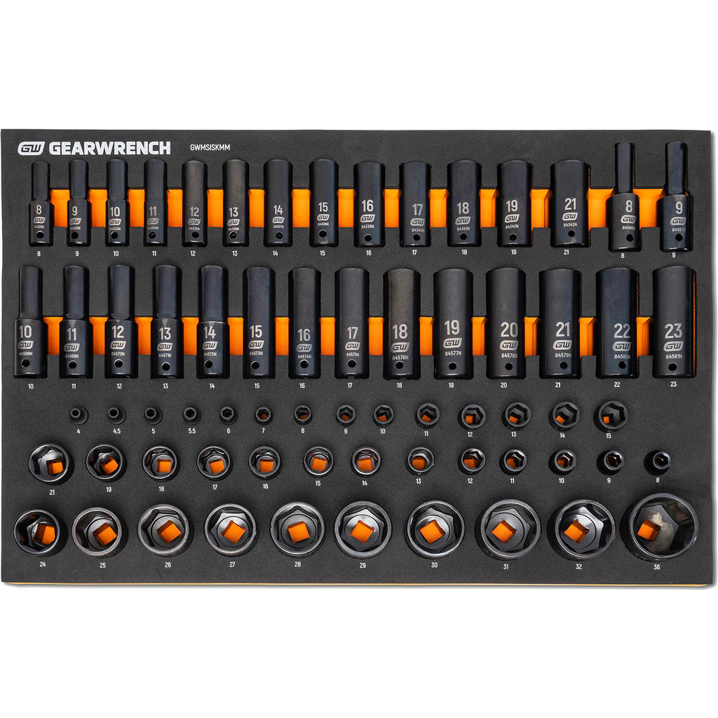 GEARWRENCH - Socket Set: Deep Impact Standard, 66 Pc, 1/4, 3/8, 1