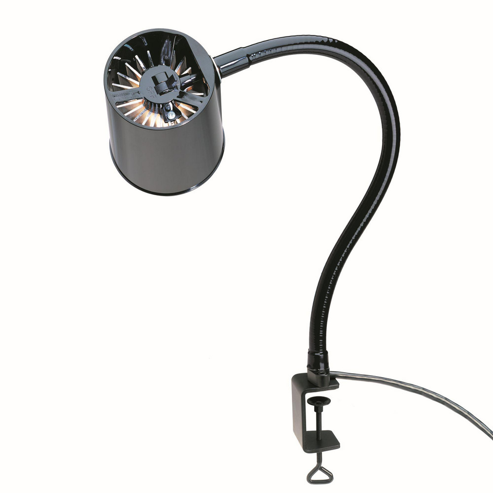Task Light: Incandescent, 24" Reach, Gooseneck Arm, Clamp-On, Black - 120V
