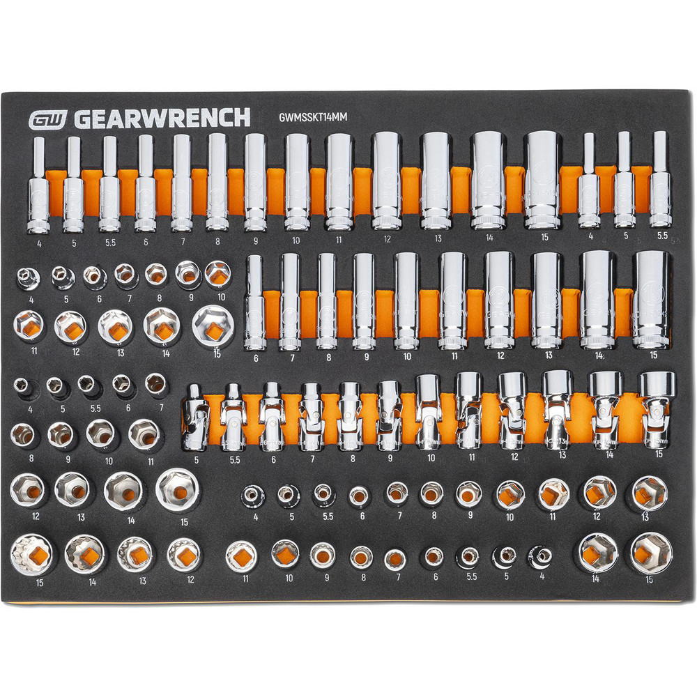 89 Pc. 1/4” Drive Master Metric Socket Set - 4 Point, Chrome