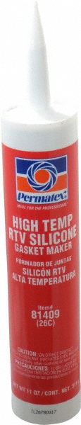 Elastic Sealant: 11 oz Cartridge, Red, RTV Silicone - -65 to 600 &deg; F Operating Temp