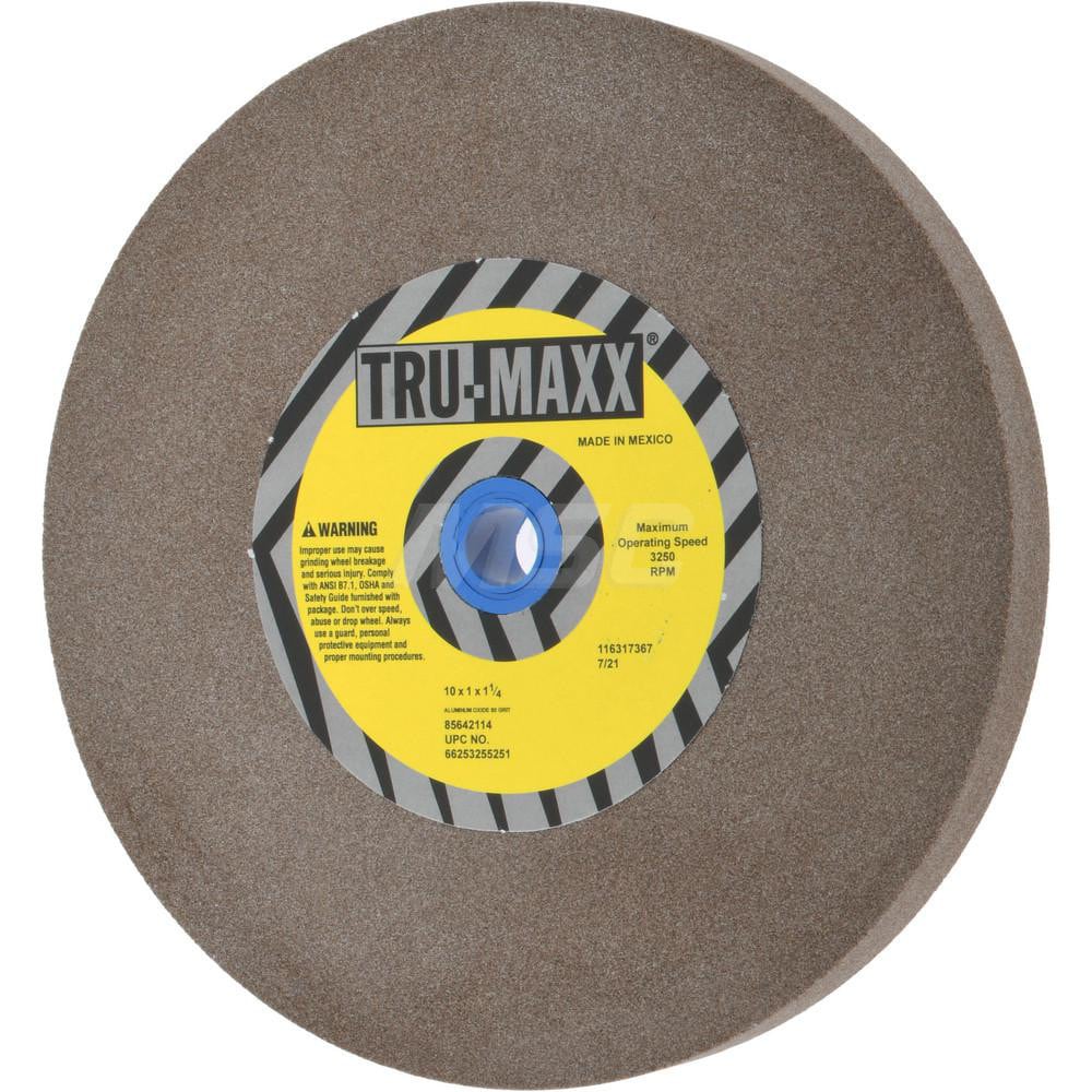 Tru-Maxx 66253255251 Bench & Pedestal Grinding Wheel: 10" Dia, 1" Thick, 1-1/4" Hole Dia, Aluminum Oxide Image