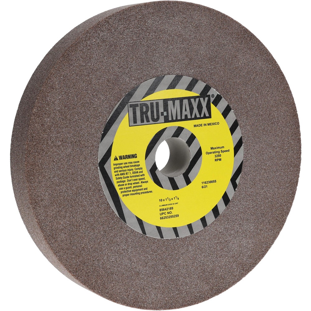 Tru-Maxx 66253255259 Bench & Pedestal Grinding Wheel: 10" Dia, 1-1/2" Thick, 1-1/2" Hole Dia, Aluminum Oxide Image