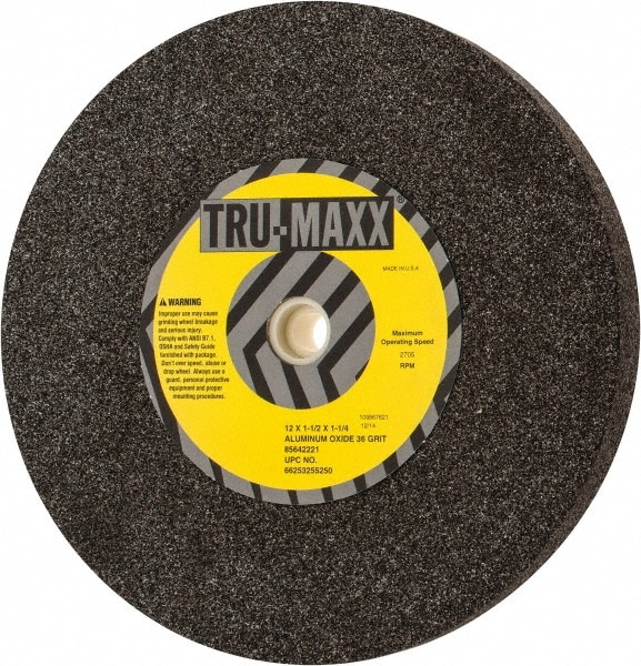 Tru-Maxx 66253255250 Bench & Pedestal Grinding Wheel: 12" Dia, 1-1/2" Thick, 1-1/4" Hole Dia, Aluminum Oxide Image