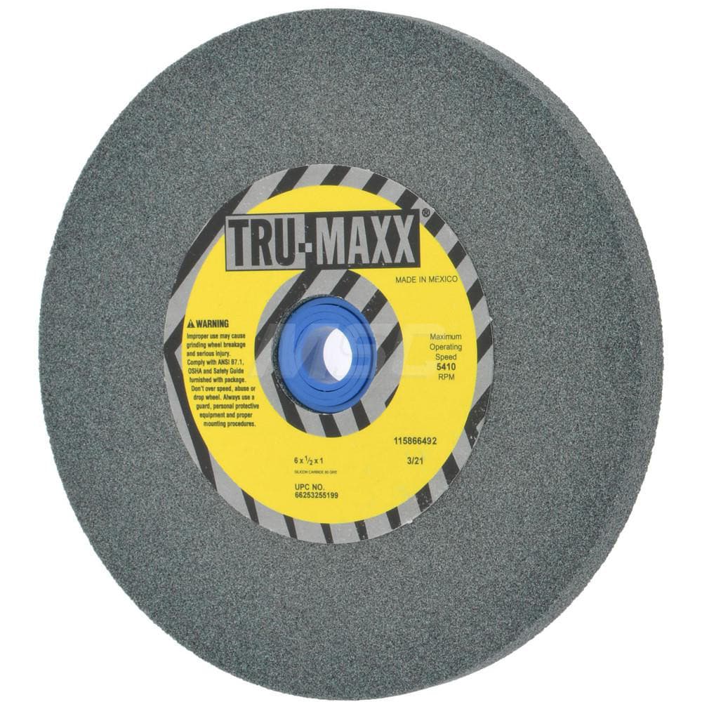 Tru-Maxx 66253255199 Bench & Pedestal Grinding Wheel: 6" Dia, 1/2" Thick, 1" Hole Dia, Silicon Carbide Image