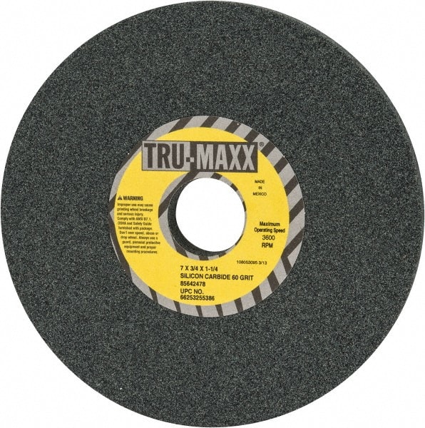 Tru-Maxx 66253255386 Bench & Pedestal Grinding Wheel: 7" Dia, 3/4" Thick, 1-1/4" Hole Dia, Silicon Carbide 