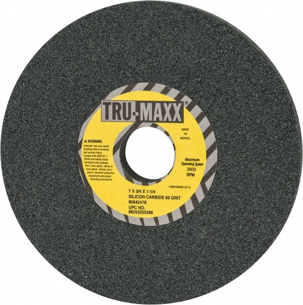 Tru-Maxx 66253255386 Bench & Pedestal Grinding Wheel: 7" Dia, 3/4" Thick, 1-1/4" Hole Dia, Silicon Carbide Image