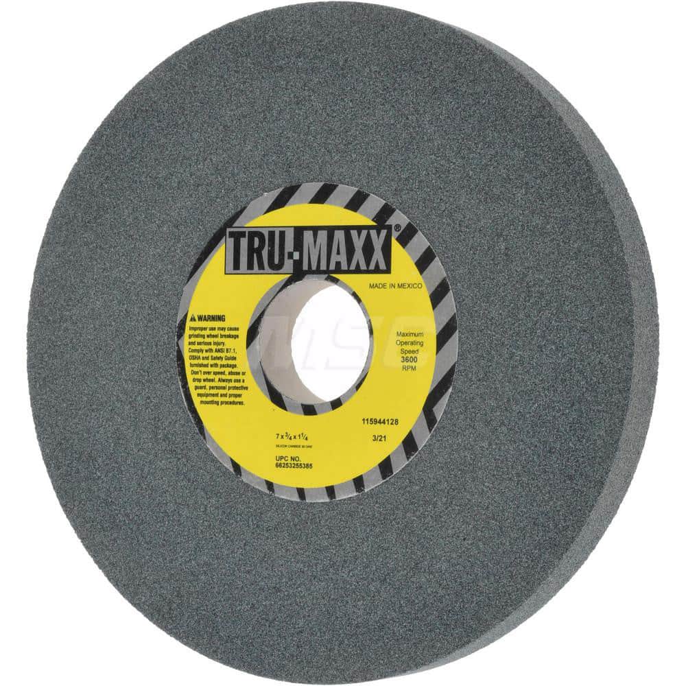 Tru-Maxx 66253255385 Bench & Pedestal Grinding Wheel: 7" Dia, 3/4" Thick, 1-1/4" Hole Dia, Silicon Carbide 