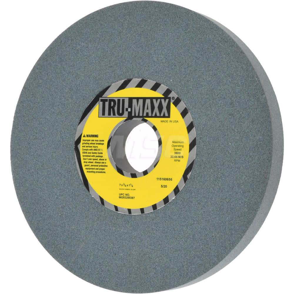 Tru-Maxx 66253255387 Bench & Pedestal Grinding Wheel: 7" Dia, 3/4" Thick, 1-1/4" Hole Dia, Silicon Carbide 