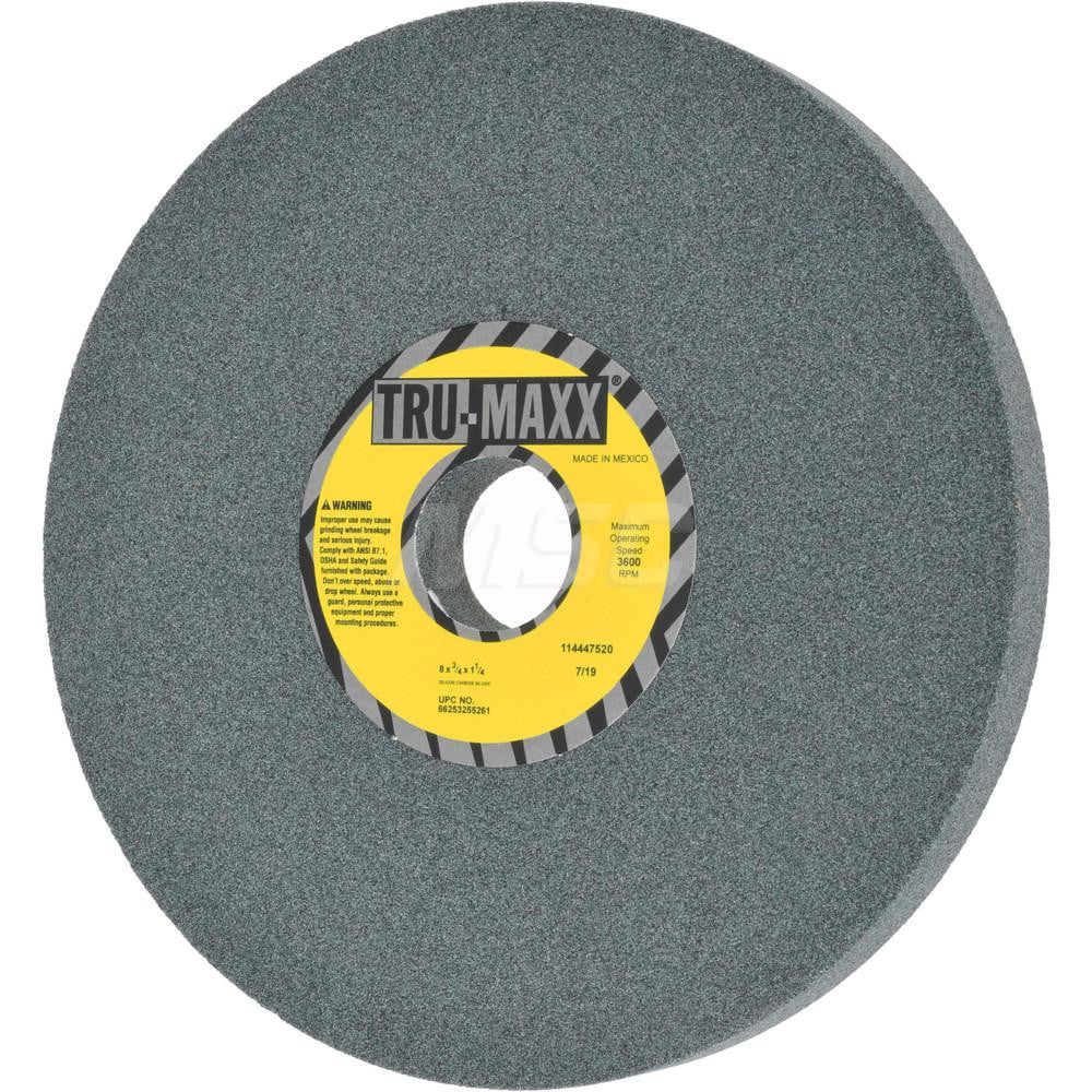 Tru-Maxx 66253255261 Bench & Pedestal Grinding Wheel: 8" Dia, 3/4" Thick, 1-1/4" Hole Dia, Silicon Carbide Image