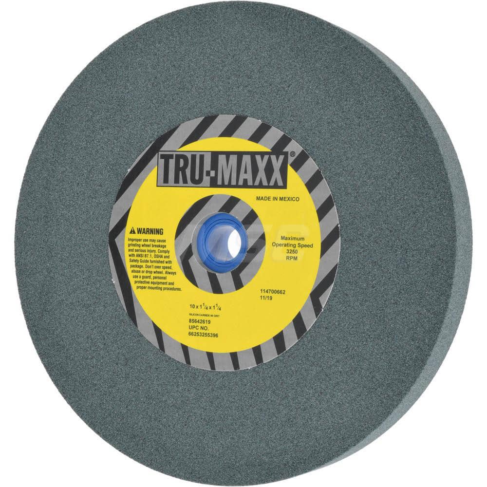 Tru-Maxx 66253255396 Bench & Pedestal Grinding Wheel: 10" Dia, 1-1/4" Thick, 1-1/4" Hole Dia, Silicon Carbide 