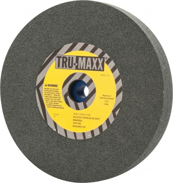 Tru-Maxx 66253265158 Bench & Pedestal Grinding Wheel: 10" Dia, 1-1/2" Thick, 1-1/4" Hole Dia, Silicon Carbide 