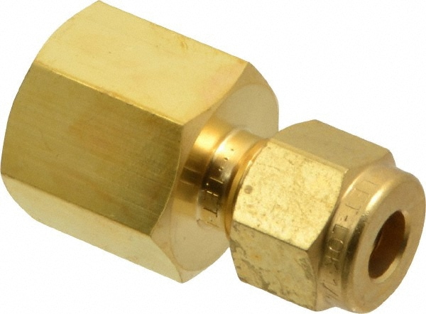 Compression Tube Connector: 1/4" Thread, Compression x FNPT