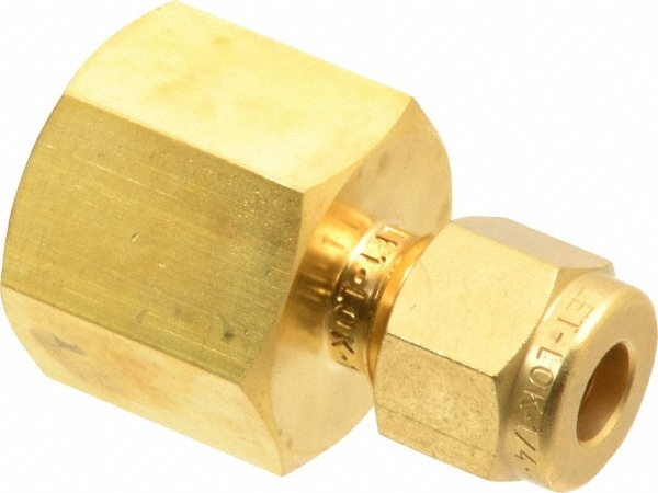 Compression Tube Connector: 3/8" Thread, Compression x FNPT