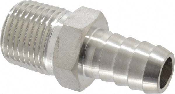 Silver 1 KIMISS 316 Stainless Steel Threaded Connector with Barbed Marine Hose Connector for 3/3.7 Inch Interior Diameter Hose