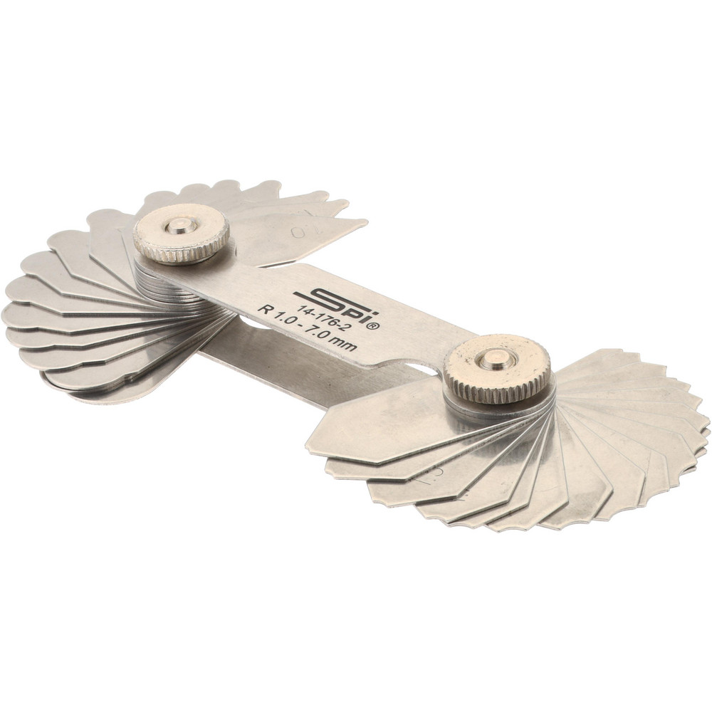 SPI Radius Gage Set Stainless Steel, 1 to 7 mm Radius, 0.25 mm