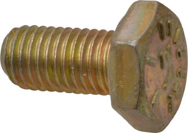 Made in USA 39300 Hex Head Cap Screw: 1/4-28 x 1/2", Grade 8 Steel, Zinc Yellow Dichromate Finish Image