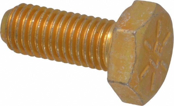 Made in USA C704003 Hex Head Cap Screw: 1/4-28 x 5/8", Grade 8 Steel, Zinc Yellow Dichromate Finish Image