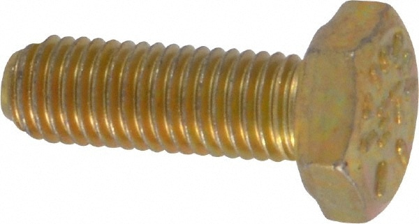 Made in USA 39302 Hex Head Cap Screw: 1/4-28 x 3/4", Grade 8 Steel, Zinc Yellow Dichromate Finish Image