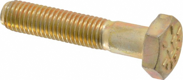 Made in USA 39305 Hex Head Cap Screw: 1/4-28 x 1-1/4", Grade 8 Steel, Zinc Yellow Dichromate Finish Image