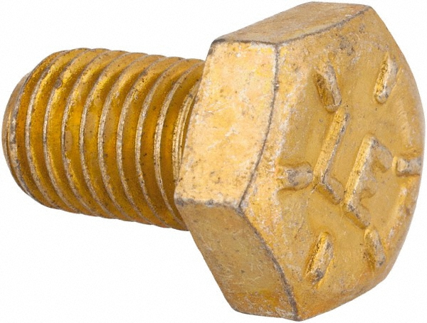 Made in USA 39325 Hex Head Cap Screw: 5/16-24 x 1/2", Grade 8 Steel, Zinc Yellow Dichromate Finish Image