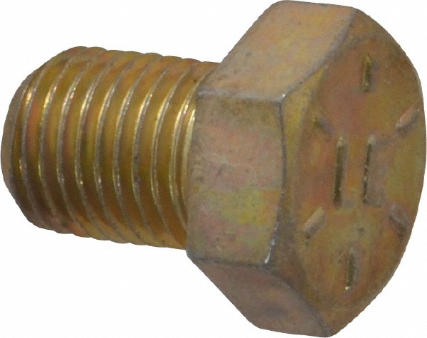 Value Collection 454172PR Hex Head Cap Screw: 3/8-24 x 1/2", Grade 8 Steel, Zinc Yellow Dichromate Finish Image