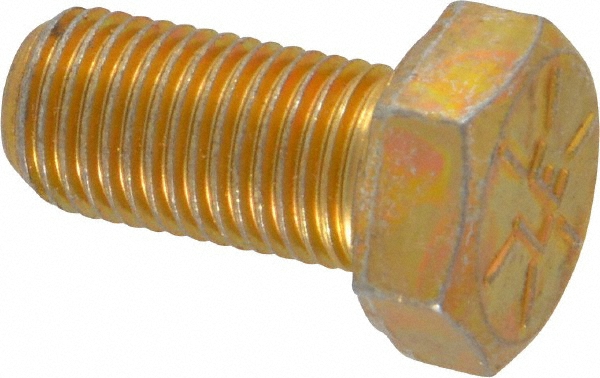Made in USA 39352 Hex Head Cap Screw: 3/8-24 x 3/4", Grade 8 Steel, Zinc Yellow Dichromate Finish Image