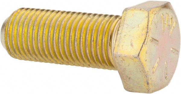 Made in USA Hex Head Cap Screw: 3/8-24 x 1″, Grade Steel, Zinc Yellow  Dichromate Finish 85727105 MSC Industrial Supply