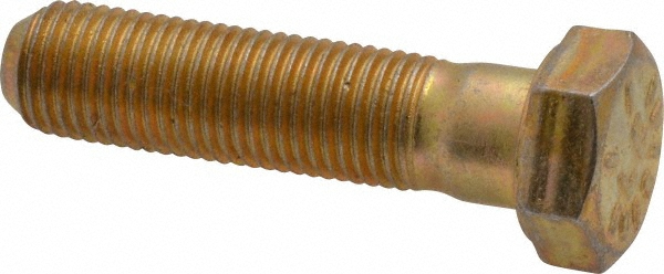Made in USA 39356 Hex Head Cap Screw: 3/8-24 x 1-1/2", Grade 8 Steel, Zinc Yellow Dichromate Finish Image