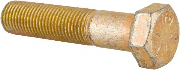 Made in USA 39357 Hex Head Cap Screw: 3/8-24 x 1-3/4", Grade 8 Steel, Zinc Yellow Dichromate Finish Image