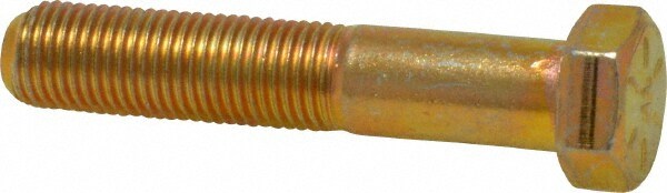 Made in USA MSC39358 Hex Head Cap Screw: 3/8-24 x 2", Grade 8 Steel, Zinc Yellow Dichromate Finish Image