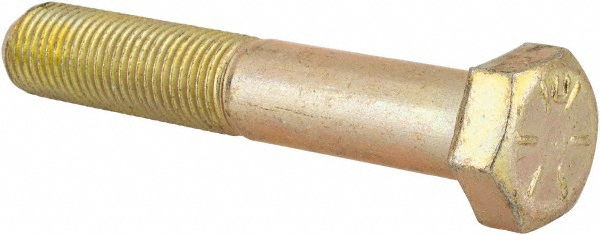 Made in USA MSC39359 Hex Head Cap Screw: 3/8-24 x 2-1/4", Grade 8 Steel, Zinc Yellow Dichromate Finish Image