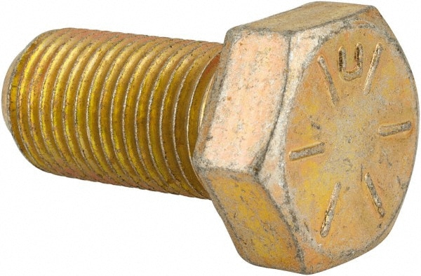 Made in USA 39404 Hex Head Cap Screw: 1/2-20 x 1", Grade 8 Steel, Zinc Yellow Dichromate Finish Image