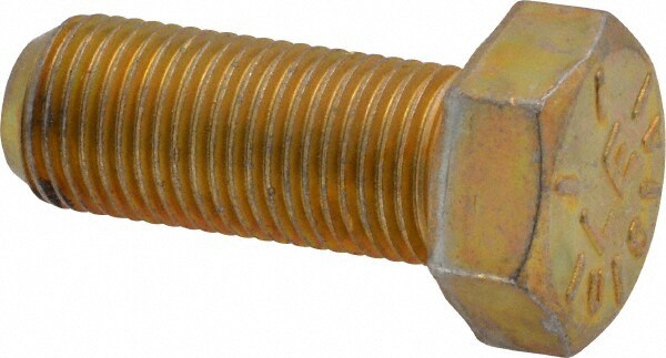 Made in USA 39405 Hex Head Cap Screw: 1/2-20 x 1-1/4", Grade 8 Steel, Zinc Yellow Dichromate Finish Image