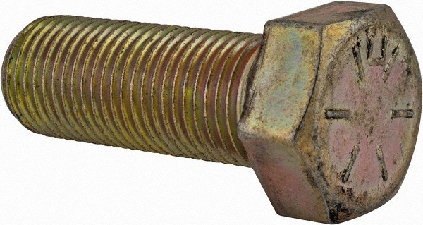 Made in USA 39431 Hex Head Cap Screw: 9/16-18 x 1-1/2", Grade 8 Steel, Zinc Yellow Dichromate Finish Image