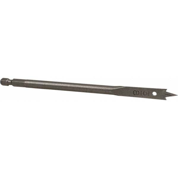 3/8", 1/4" Straight Shank, Bright Finish, Steel, Spade Blade Drill Bit