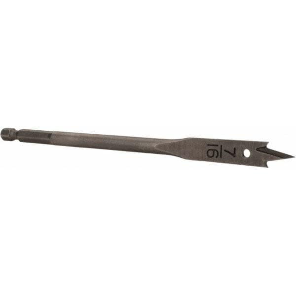 7/16", 1/4" Straight Shank, Bright Finish, Steel, Spade Blade Drill Bit