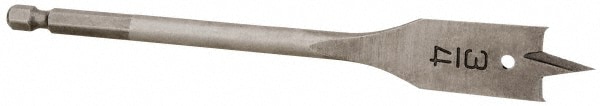 3/4", 1/4" Straight Shank, Bright Finish, Steel, Spade Blade Drill Bit