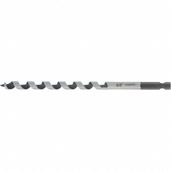 3/8", 3/8" Diam Quick Change Hex Shank, 7-7/8" Overall Length with 5" Twist, Dual Auger Bit