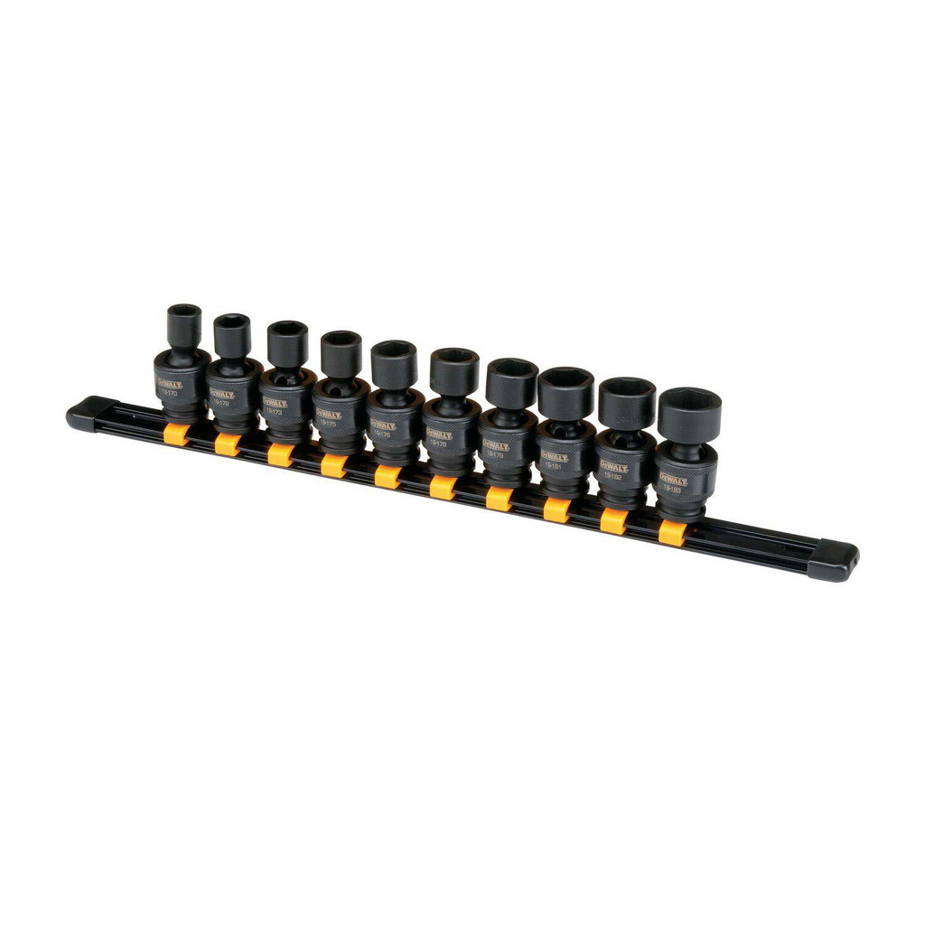 DeWALT Socket Set: Impact, 10 Pc, 3/8" Drive - 6 Point, Chrome | Part #DWMT19226