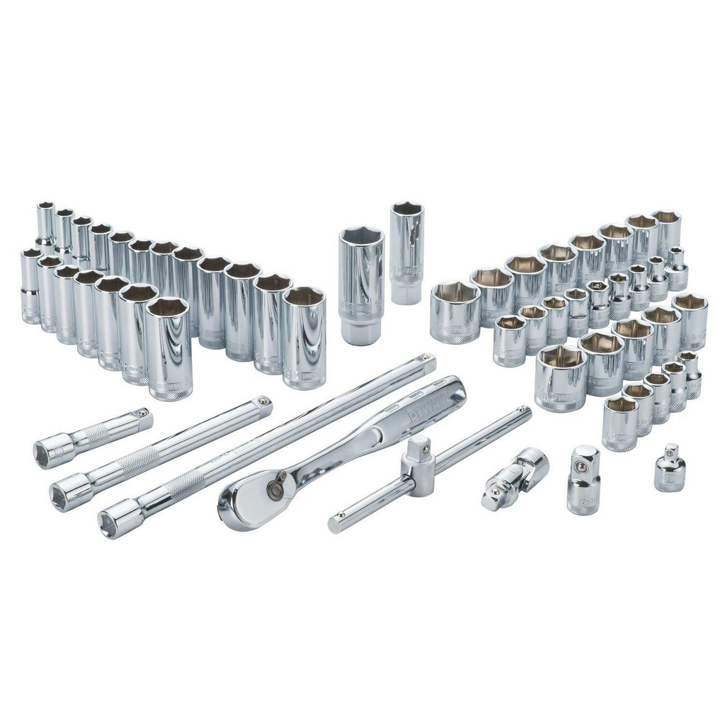 DeWALT Socket Set: Standard, 57 Pc, 3/8" Drive - 6 Point, Chrome | Part #DWMT19252