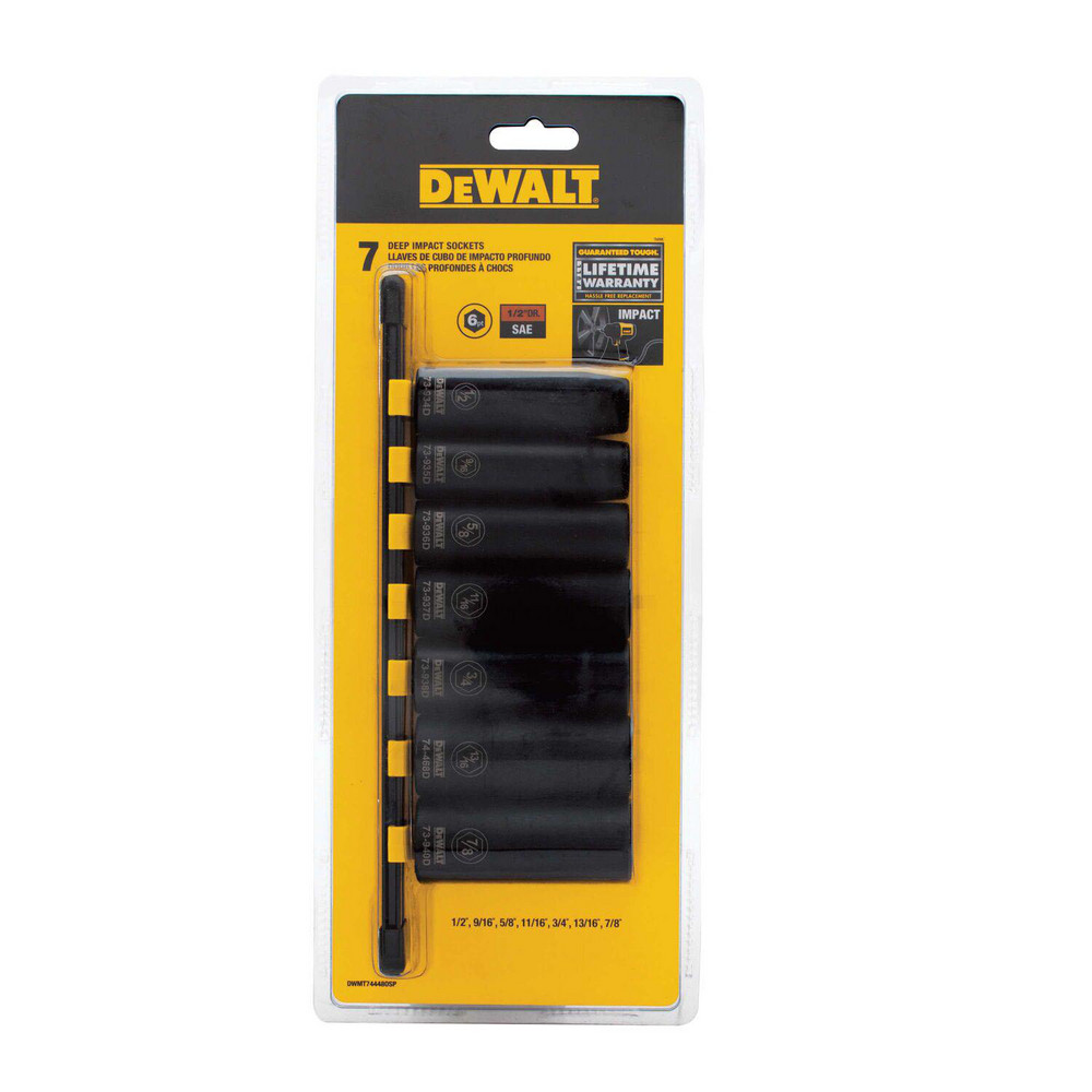 DeWALT - Socket Set: Deep Impact, 7 Pc, 1/2" Drive | MSC Direct