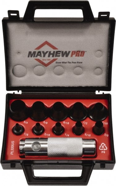 Mayhew 66008 Hollow Punch Set: 11 Pc, 0.125 to 0.75" 