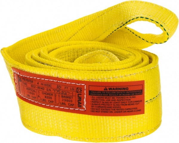 Lift-All EE2804DTX10 Eye & Eye Sling: 4" Wide, 10 Long, 23,000 lb Vertical, Polyester Image