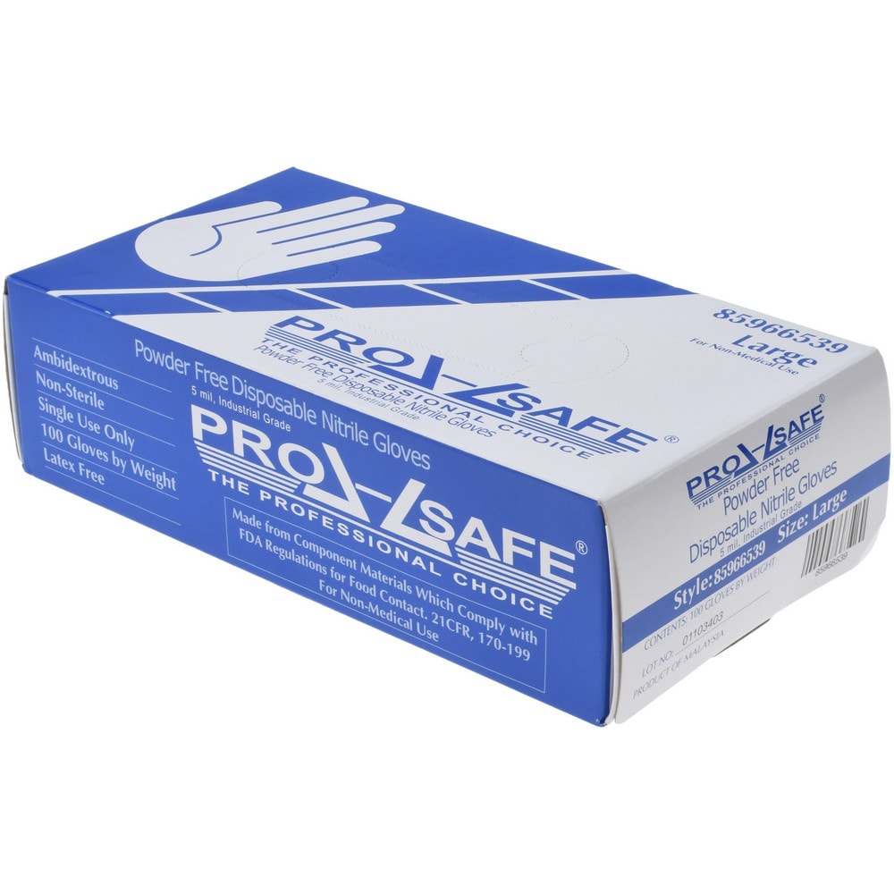 PRO SAFE Disposable Gloves Size Large 5.0 mil Nitrile General Purpose Grade Powder Free MSC Direct