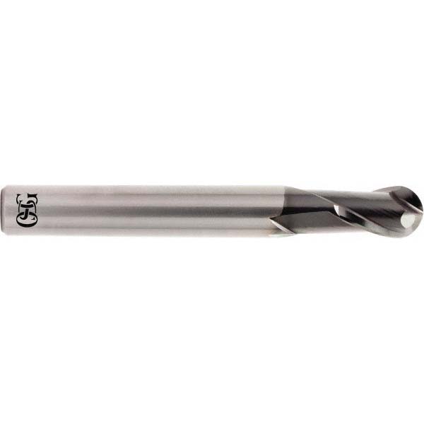 Ball End Mill: 3/8" Dia, 9/16" LOC, 2 Flute, Solid Carbide - 2-3/16" OAL, 3/8" Shank Dia, 30 deg Helix, WXS Finish, Single End, Series 9010